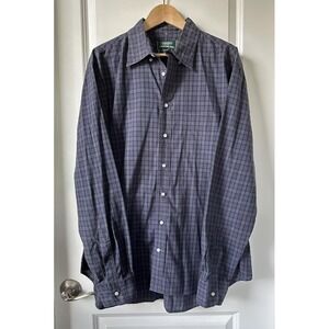 Gitman Bros Shirt Mens XL Purple Black Plaid Button Up Made USA Dover Street VTG